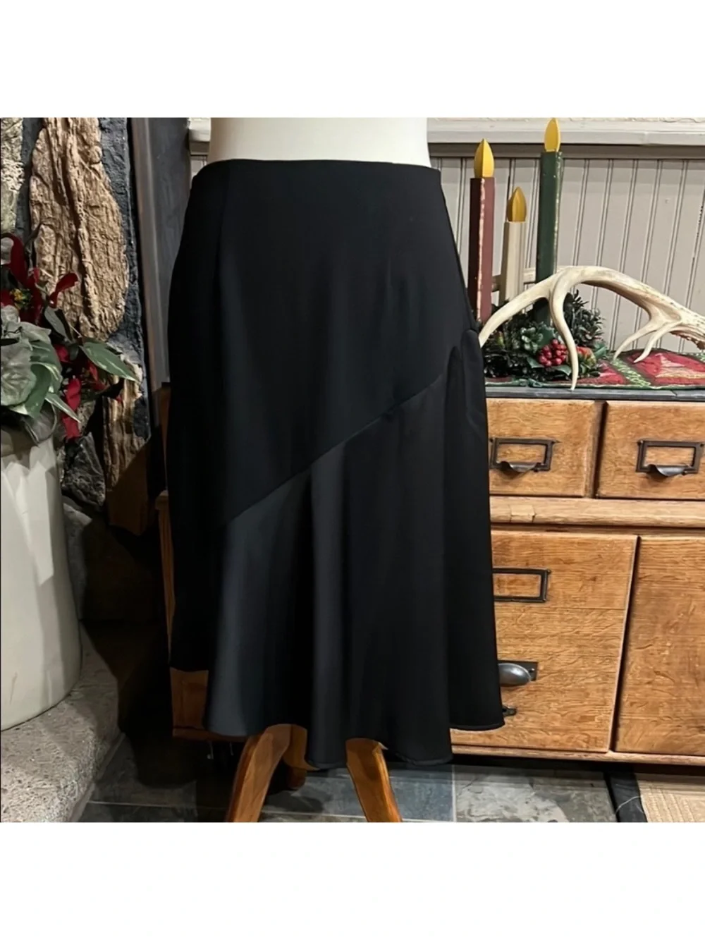 Elegant Black Asymmetric A-Line Skirt